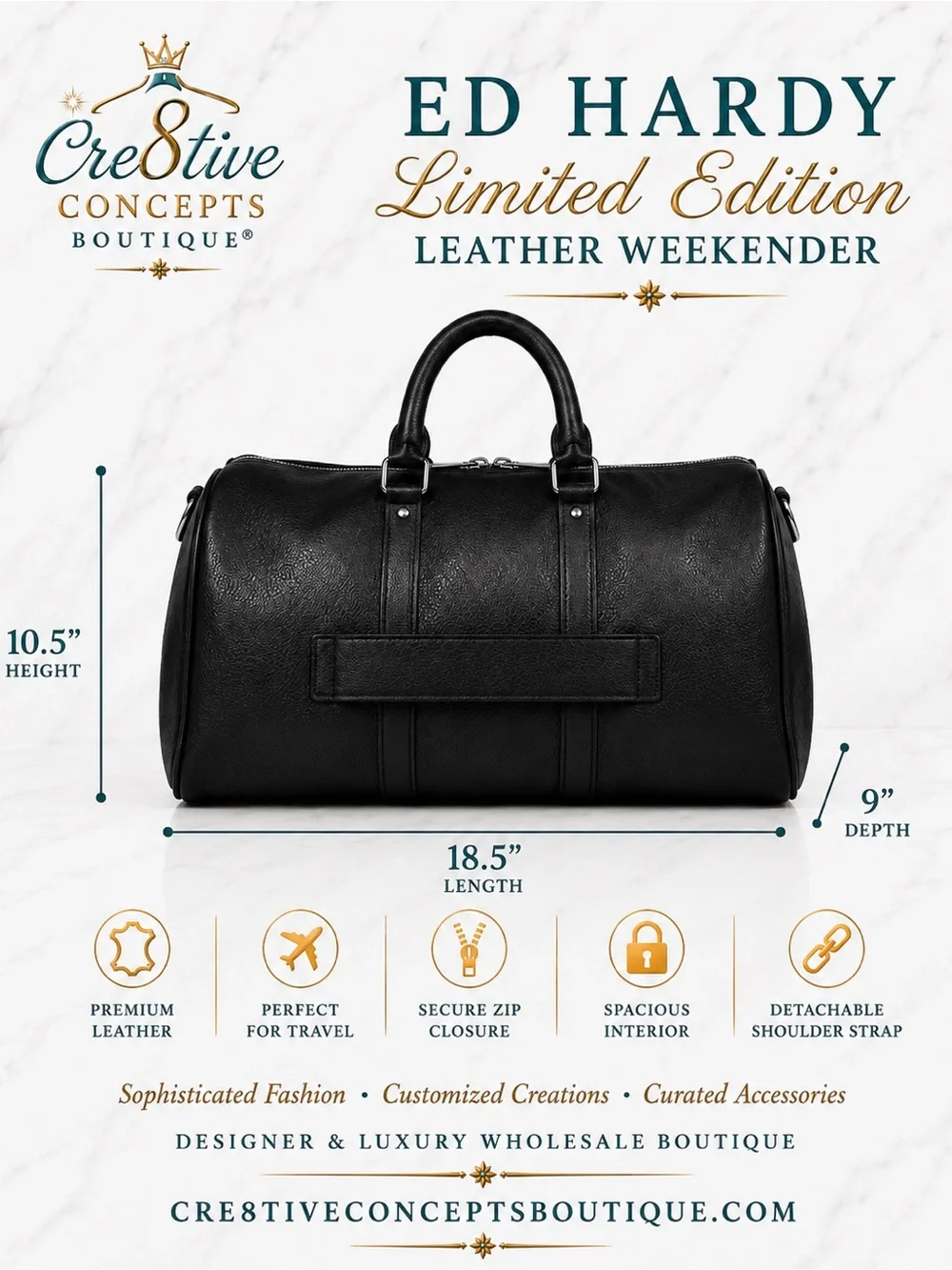 Ed Hardy Limited Edition Premium Leather Weekender Bag
